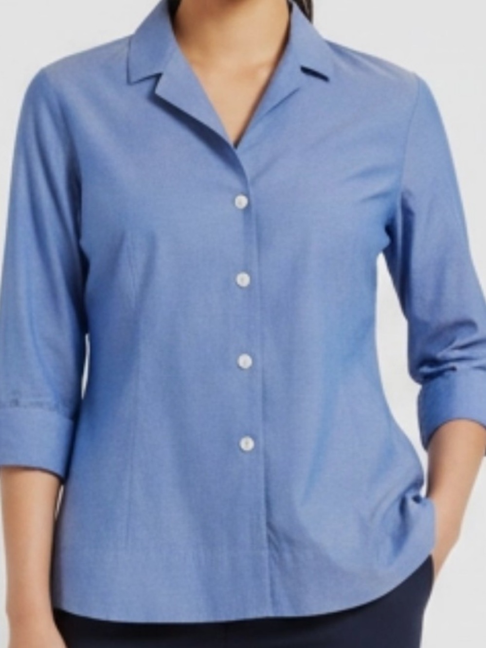 Classic Eddie Bauer Blue Button-Front Women's Shirt